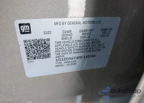 2024 Chevrolet Malibu Fwd 1Lt z USA, uszkodzony, nr VIN 1G1ZD5ST4RF142046